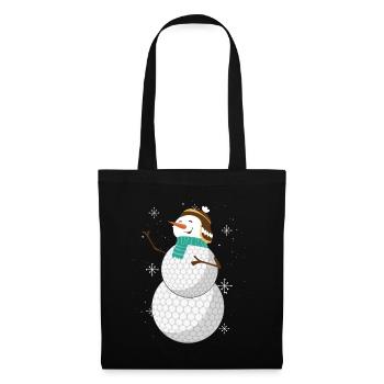 Bonhomme de neige joyeux fait de balles de golf - Sac en tissu - noir - Devant