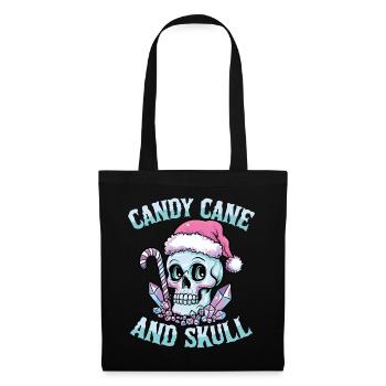 Candy Cane And Skull Pastel Goth Christmas Skull - Tote Bag - black - Front