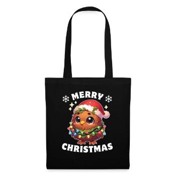 Weihnachtsmütze Weihnachten Lichterkette Kiwi - Stoffbeutel - Schwarz - Vorne