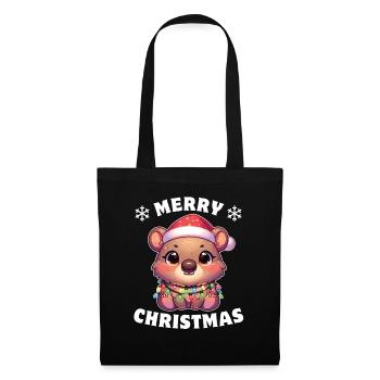 Chapeau de Noël Noël Fées Guirlandes Wombat - Sac en tissu - noir - Devant