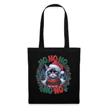 Drôle de chat en pull de Noël – Idée cadeau - Sac en tissu - noir - Devant
