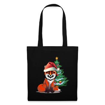 Nikolaus Fuchs Bescherung Weihnachten - Stoffbeutel - Schwarz - Vorne