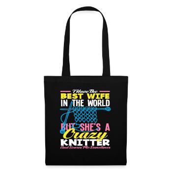 Best woman in the world knitting crazy - Tote Bag - black - Front