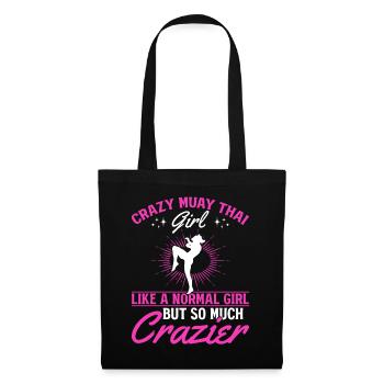 Folle Muay Thai fille Boxe thaïlandaise Muay Thai Girl - Sac en tissu - noir - Devant