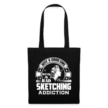 Sketching Good Girl With A Bad Sketching Addiction - Tote Bag - black - Front