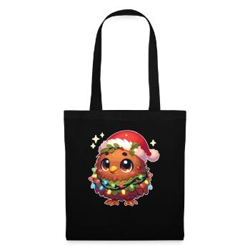 Weihnachtsmütze Weihnachten Lichterkette Kiwi - Stoffbeutel - Schwarz - Vorne