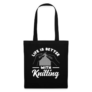 Life is better with knitting - Tote Bag - black - Front