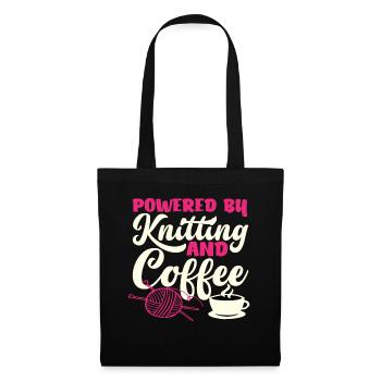 Gestrickt Von Kaffee Angetrieben - Stoffbeutel - Schwarz - Vorne