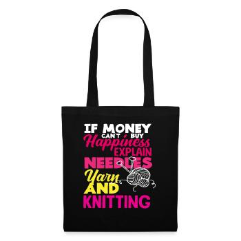 Wool Needles and Knitting Happy - Tote Bag - black - Front