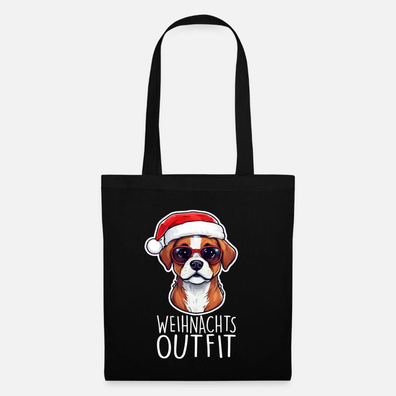 Weihnachten Hund - Stoffbeutel - Schwarz