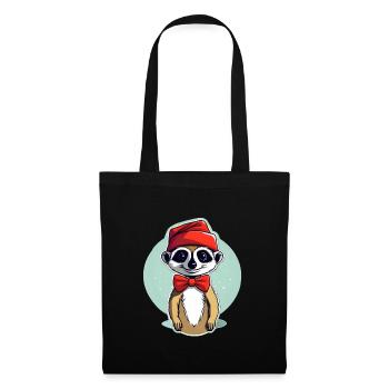 Erdmännchen Weihnachtsoutfit - Stoffbeutel - Schwarz - Vorne