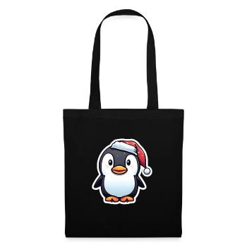 Pinguin Weihnachten Weihnachtsoutfit - Stoffbeutel - Schwarz - Vorne