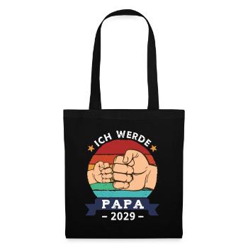 Ich werde Papa 2029 Schwangerschaft Werdender Papa - Stoffbeutel - Schwarz - Vorne