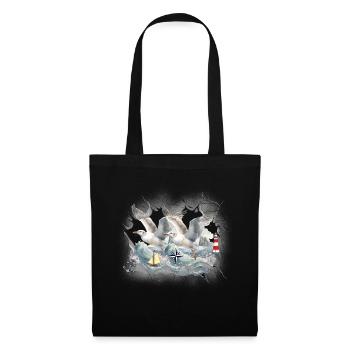 maritime, seafaring, seagulls, seagulls, lighthouses, sailing ships - Tote Bag - black - Front