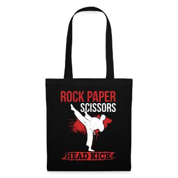 Roche Papier Ciseaux Coup de pied à la tête - Funny Muay Thai - Sac en tissu - noir - Devant