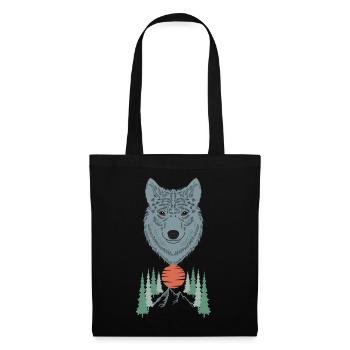 love dog head graphic in nature in the forest - Stoffbeutel - Schwarz - Vorne