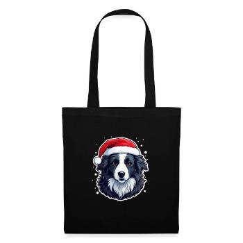Hund Weihnachten - Stoffbeutel - Schwarz - Vorne