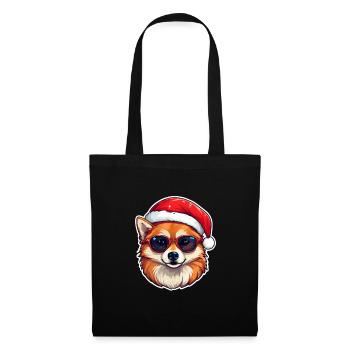Schibainu Weihnachten Hund - Stoffbeutel - Schwarz - Vorne