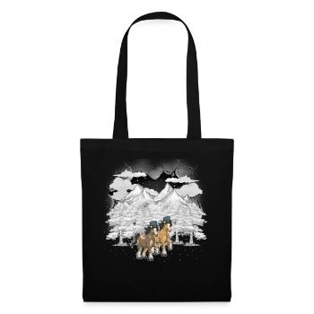 Noël Autriche Tyrol Hiver Montagnes Chevaux - Sac en tissu - noir - Devant