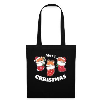 Renards mignons en chaussette de Noël pour Noël - Sac en tissu - noir - Devant