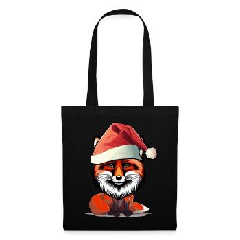 Weihnachtsmann Nikolaus Fuchs spaßig lustig - Stoffbeutel - Schwarz - Vorne