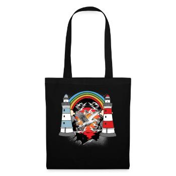 maritime, phare, phares, mouettes, mouettes - Sac en tissu - noir - Devant
