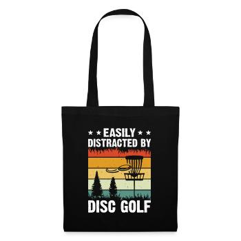 Facilement distrait par le disc golf - Disc Golfing - Sac en tissu - noir - Devant