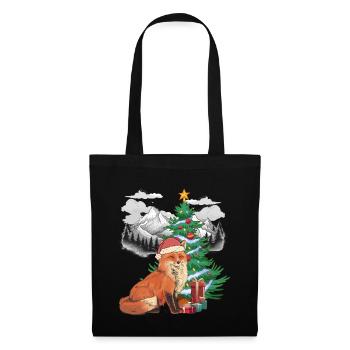 Nikolaus Fuchs Füchse Weihnachtsmann Santa - Stoffbeutel - Schwarz - Vorne