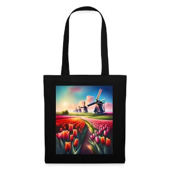 Magnifique paysage de tulipes aux Pays-Bas - Sac en tissu - noir - Devant