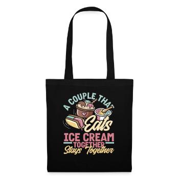 Couples d’amateurs de glaces profitant ensemble - Sac en tissu - noir - Devant