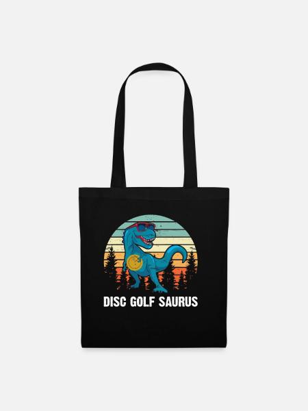 Disc Golfer Saurus - Dino Disc Golf Dinosaur - Stoffbeutel - Schwarz