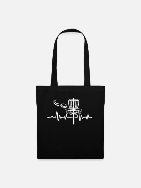 Disc Golfer Disc Golfing - Disc Golf Heartbeat - Stoffbeutel - Schwarz