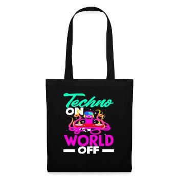 Techno Lover: Techno On World Off - Stoffbeutel - Schwarz - Vorne