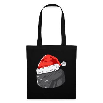 rondelle de hockey sur glace avec chapeau de Père Noël jeu de hockey sur glace - Sac en tissu - noir - Devant