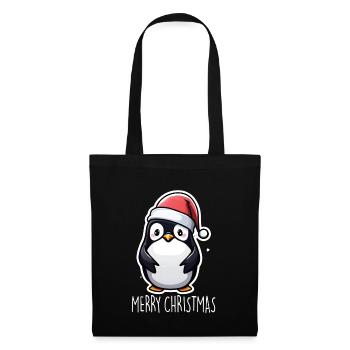 Pinguin Merry Christmas - Stoffbeutel - Schwarz - Vorne