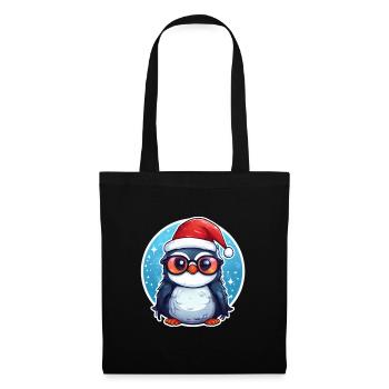 Pinguin Weihnachten Weihnachtsoutfit - Stoffbeutel - Schwarz - Vorne