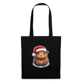 Capybara Weihnachten - Stoffbeutel - Schwarz - Vorne