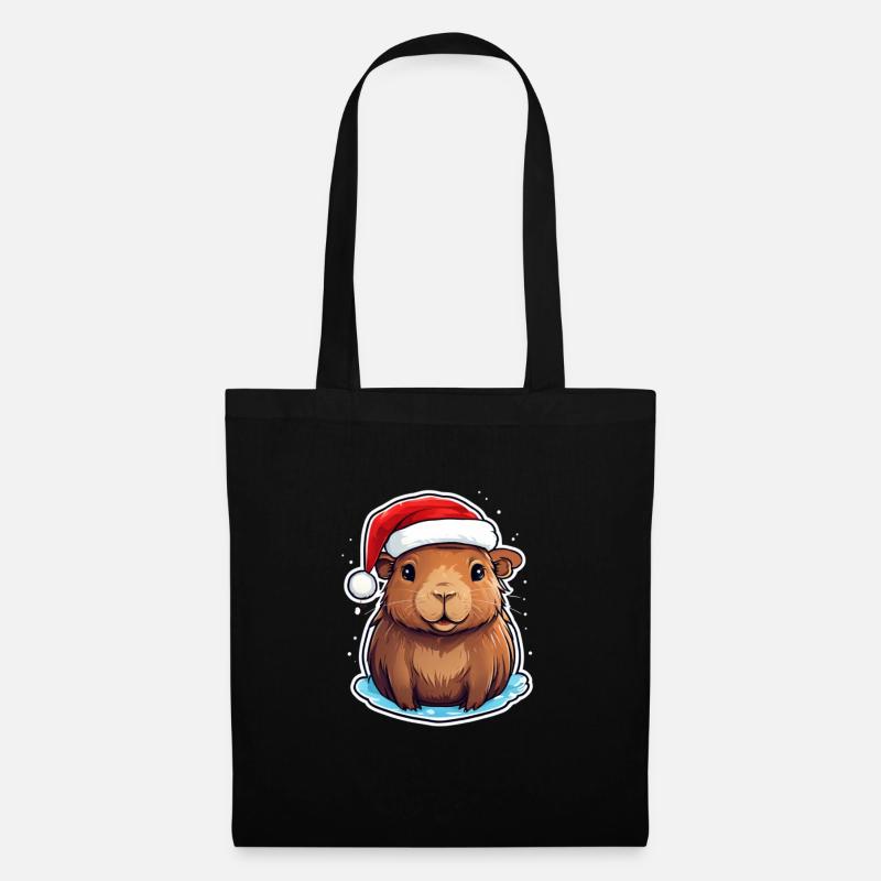 Capybara Weihnachten - Stoffbeutel - Schwarz
