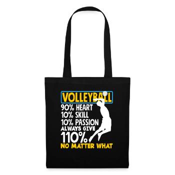 Volleyball 110% Immer Geben Kein Aufgeben - Stoffbeutel - Schwarz - Vorne