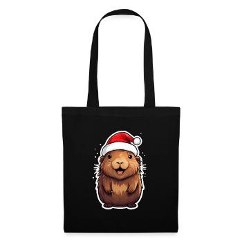 Capybara Weihnachten - Stoffbeutel - Schwarz - Vorne