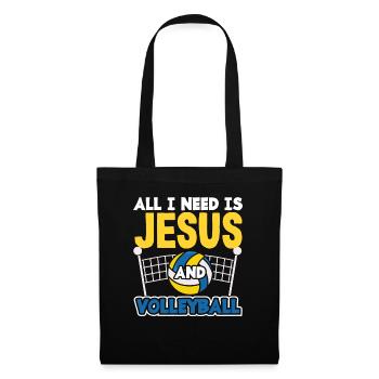Alles Was Ich Brauche Ist Jesus Und Volleyball - Stoffbeutel - Schwarz - Vorne