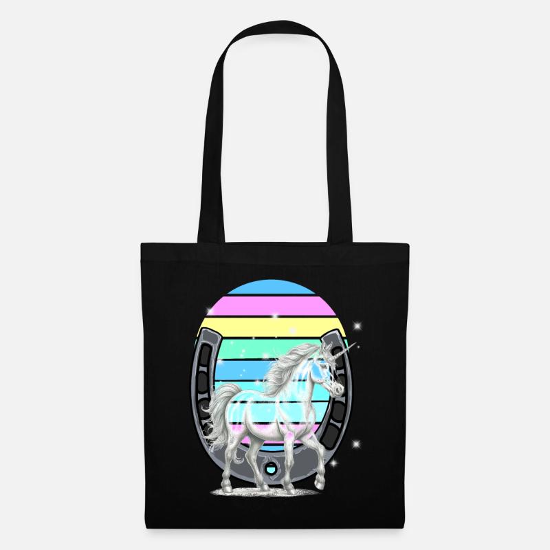 Einhorn Einhörner Regenbogen Pferd Pferde - Stoffbeutel - Schwarz