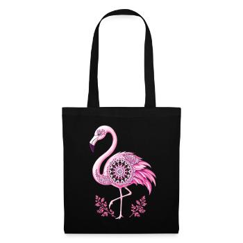 Mandala Flamingo Flamingo Wasservogel Flamingo - Stoffbeutel - Schwarz - Vorne