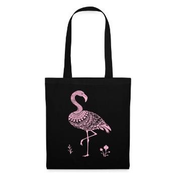 Mandala Flamingo Flamingo Wasservogel Flamingo - Stoffbeutel - Schwarz - Vorne