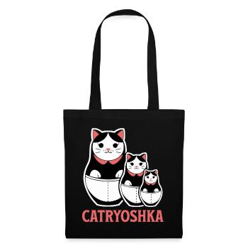 Lustige Catrjoschka Matroschka Schöne Russisch - Stoffbeutel - Schwarz - Vorne