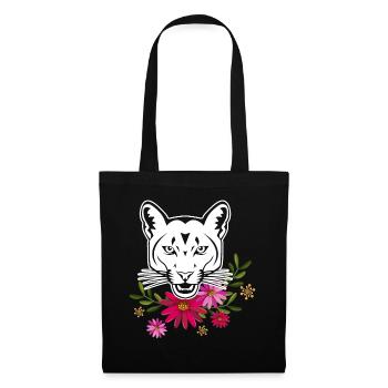 Cougar With Flowers - Tote Bag - black - Front