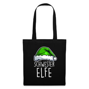 Schwester Elfe Weihnachten - Stoffbeutel - Schwarz - Vorne