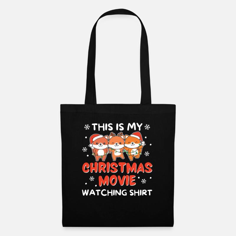 Fuchs Christmas Movie Watching - Stoffbeutel - Schwarz