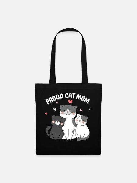 Fier Chat Maman Chaton Copieux Drôle - Sac en tissu - noir