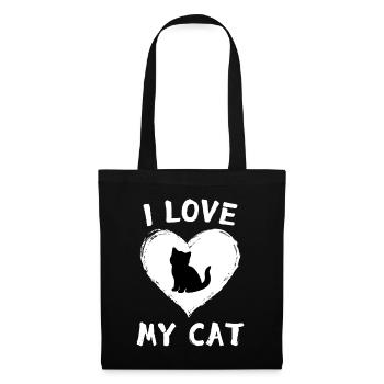 J’adore mon chat chat chaton amoureux des chats - Sac en tissu - noir - Devant